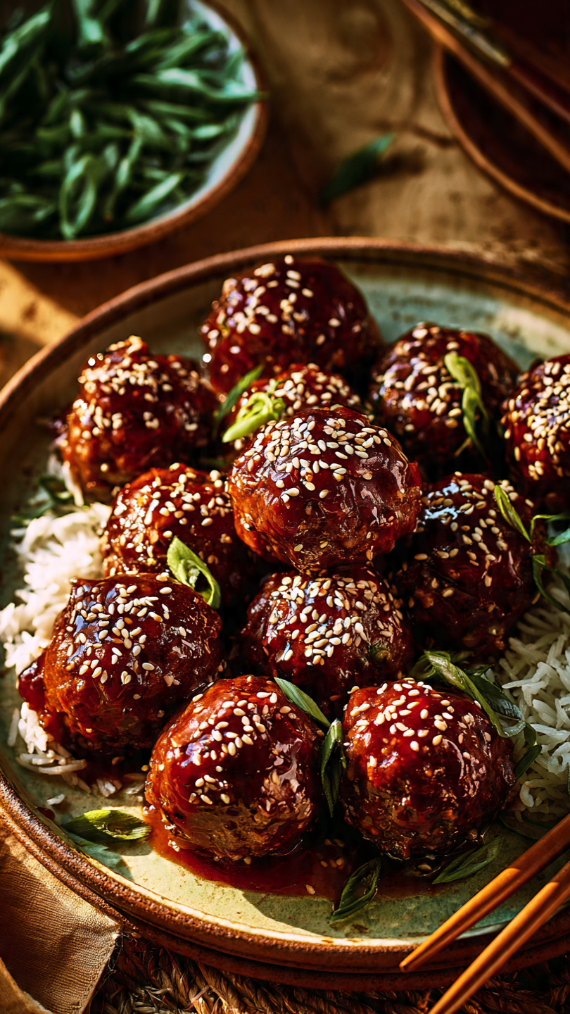 Sticky Mongolian Beef Meatballs
