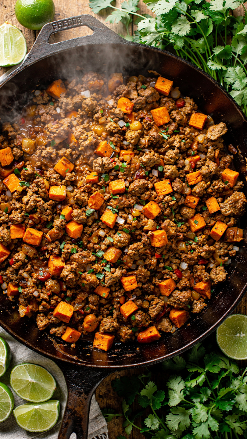 Southwestern Ground Beef Sweet Potato Skillet